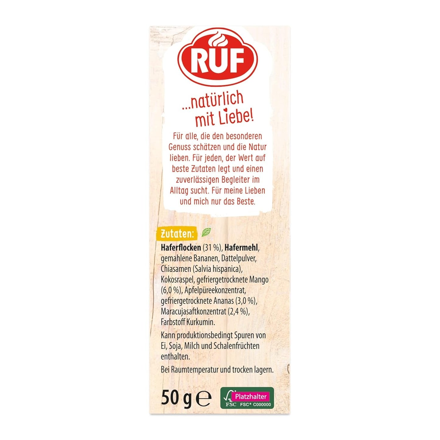 RUF Smoothie Bowl Tropilicious Mango Passionsfrugt Havre Morgenmad Snack Hurtig og nem Vegansk 1 pose x 50 g (pakke med 3)