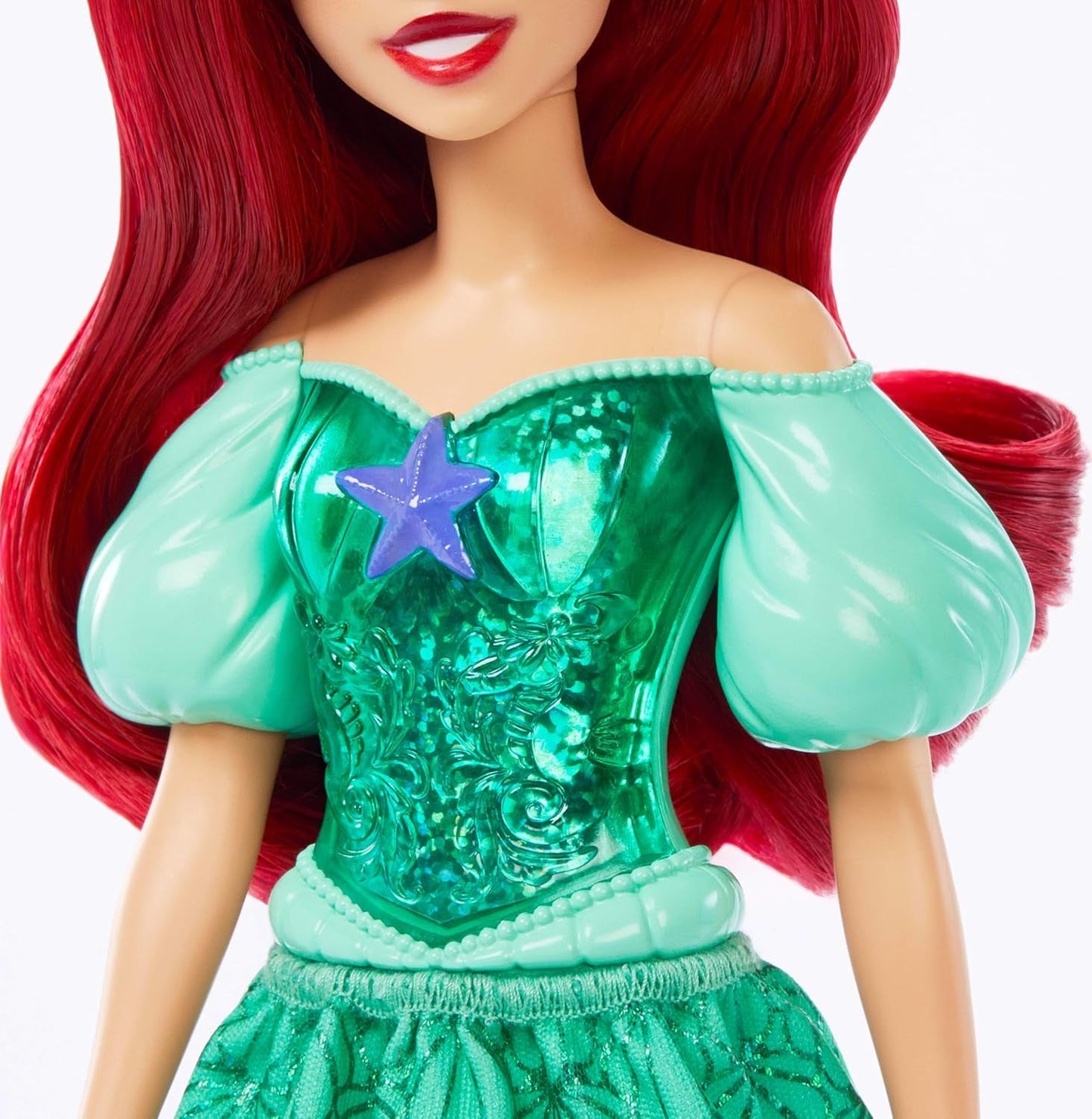 Mattel Disney Princess Ariel Doll, langt styling hår, positionerbare, aftagelige sko og pandebånd, Disney-gaver, legetøj fra 3 år og opefter, HLW10