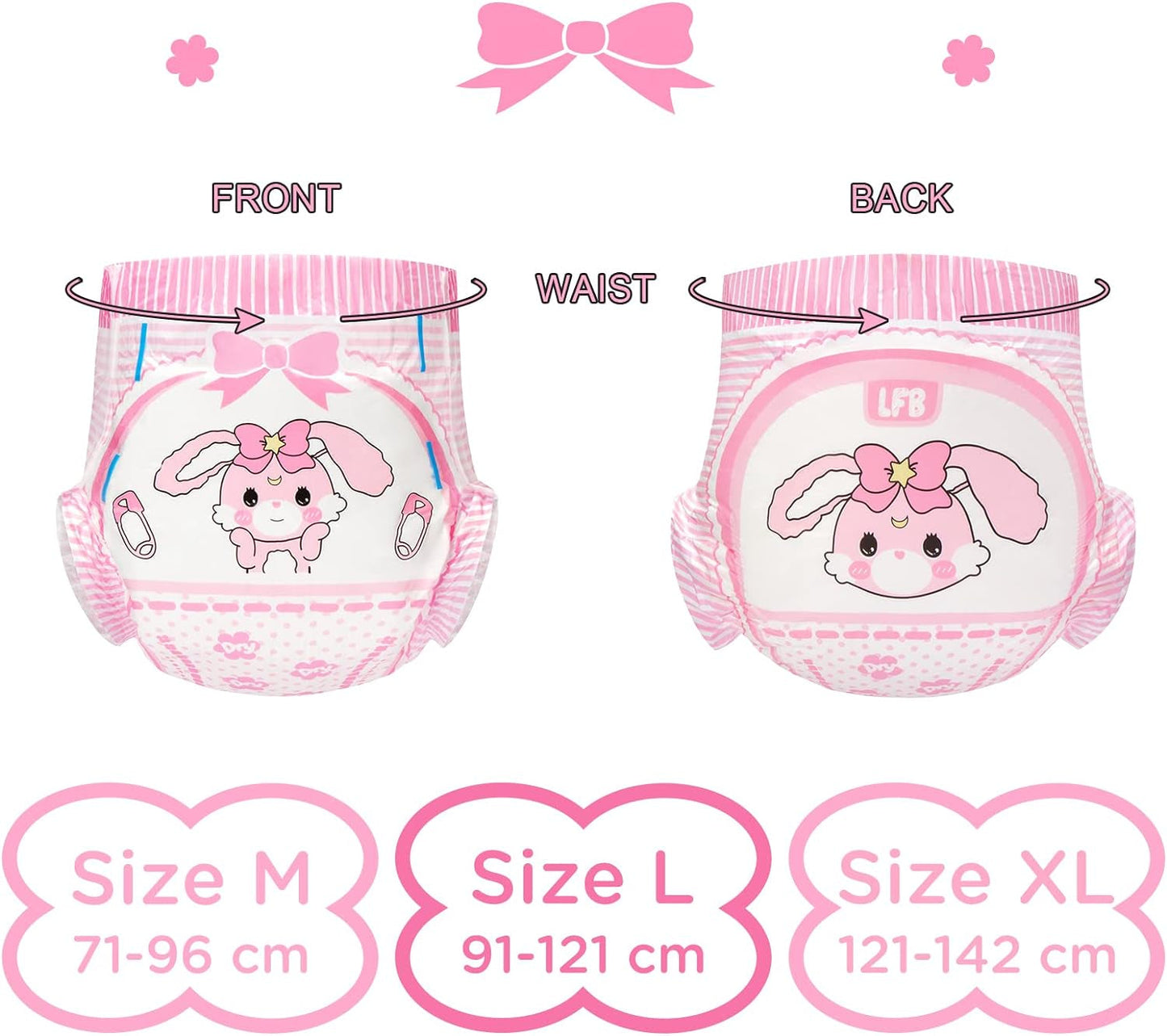 Voksenbleer med tryk 5500-5800 ml, 10 stk - Baby Usagi (XL)