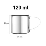 HENDI minimælkekrus, lige design, solidt håndtag, flødekande, lille mælkekande, skummerkande, flødeskumskande, flødekande, 120 ml, ø55 x (H) 55 mm, rustfrit stål