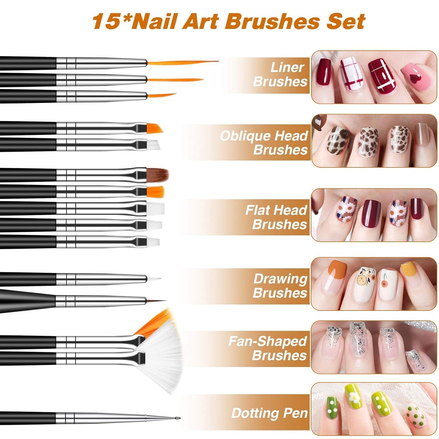 MELLIEX 45 Stück Nail Art Dekoration Zubehör Sæt, Nägel Pinsel Strasssteine ​​Glitzer Goldfolie Nageldesign Dotted Pen Streifenband Für Nagelkunst Maniküre Set