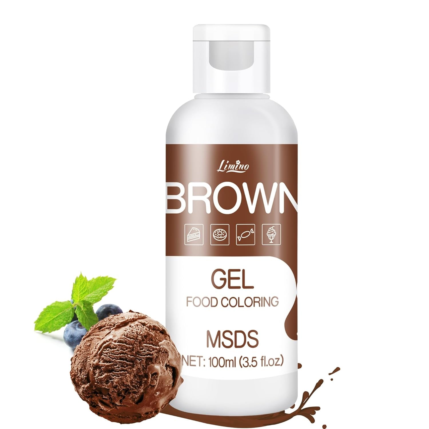 Gel-madfarve - 100 ml, Gel-madfarve til kager, bagning, småkager, makroner - koncentreret sukkerfri madfarve til kagedekoration, drikkevarer, påskeæg, DIY-slime (hvid)