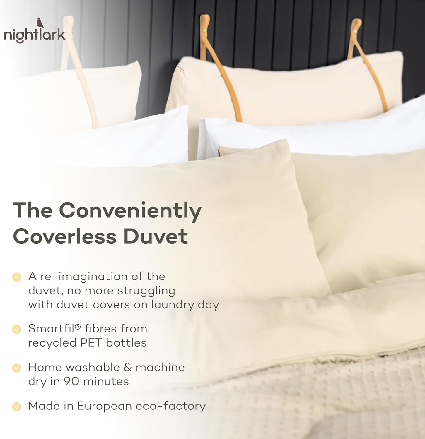 Night Lark Dyne uden betræk, 4,5 Tog, King Size, Tufted Dot Collection, Luksus sengetøj, Hypoallergenisk, Maskinvaskbar, Varme Sanddyner & Quilts Naty Shop