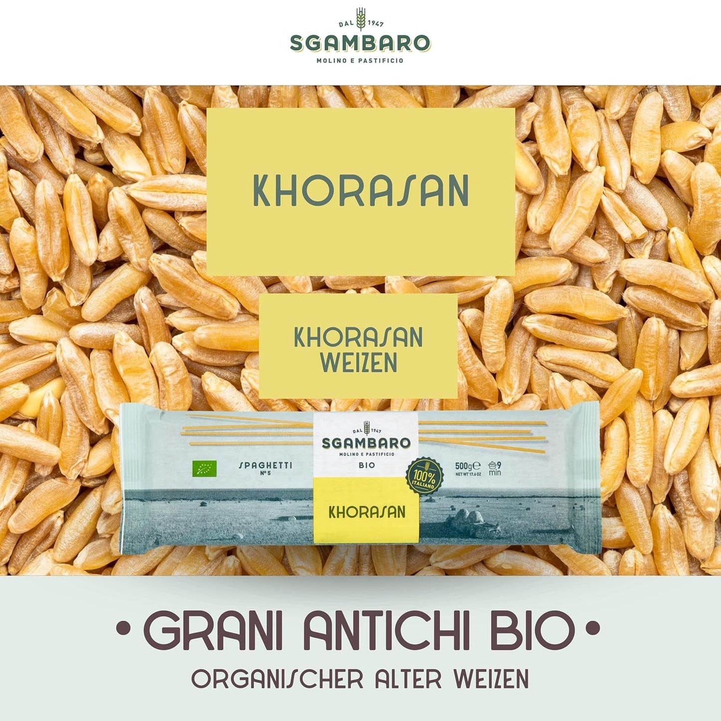 Økologisk spaghetti pasta nr. 5 - 500 g Khorasan hvede - Gamle hvede, høj i protein, 100% italiensk dyrket - Alsidig i køkkenet og rig på næringsstoffer