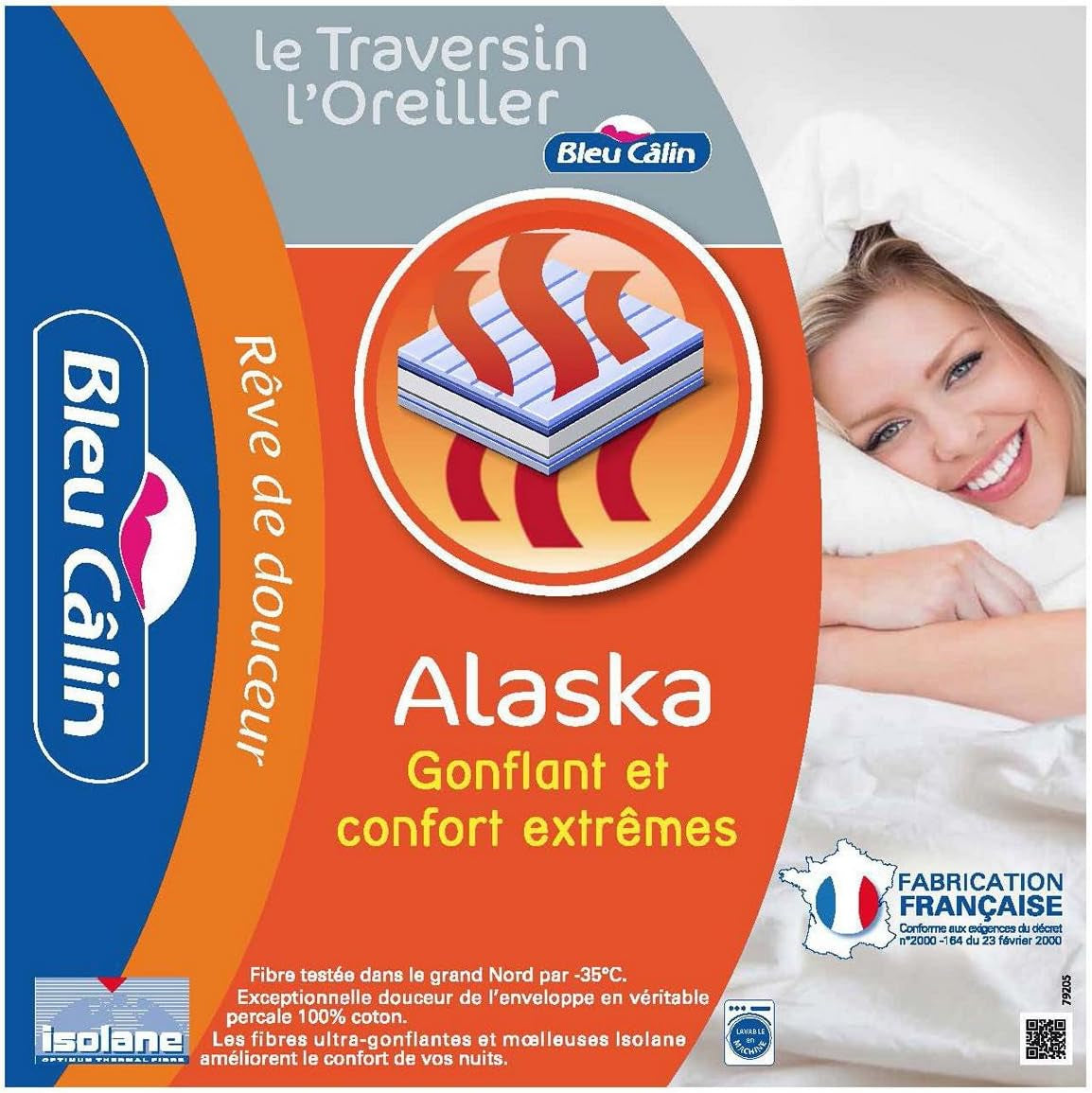 Blå Câlin Sæt med 2 puder med fast komfort "Alaska", super fyld, 100% bomuld Percale Konvolut, hvid, 65 X 65 cm kvadratisk Naty Shop standard puder Rektangulær form 50 X 70 Cm