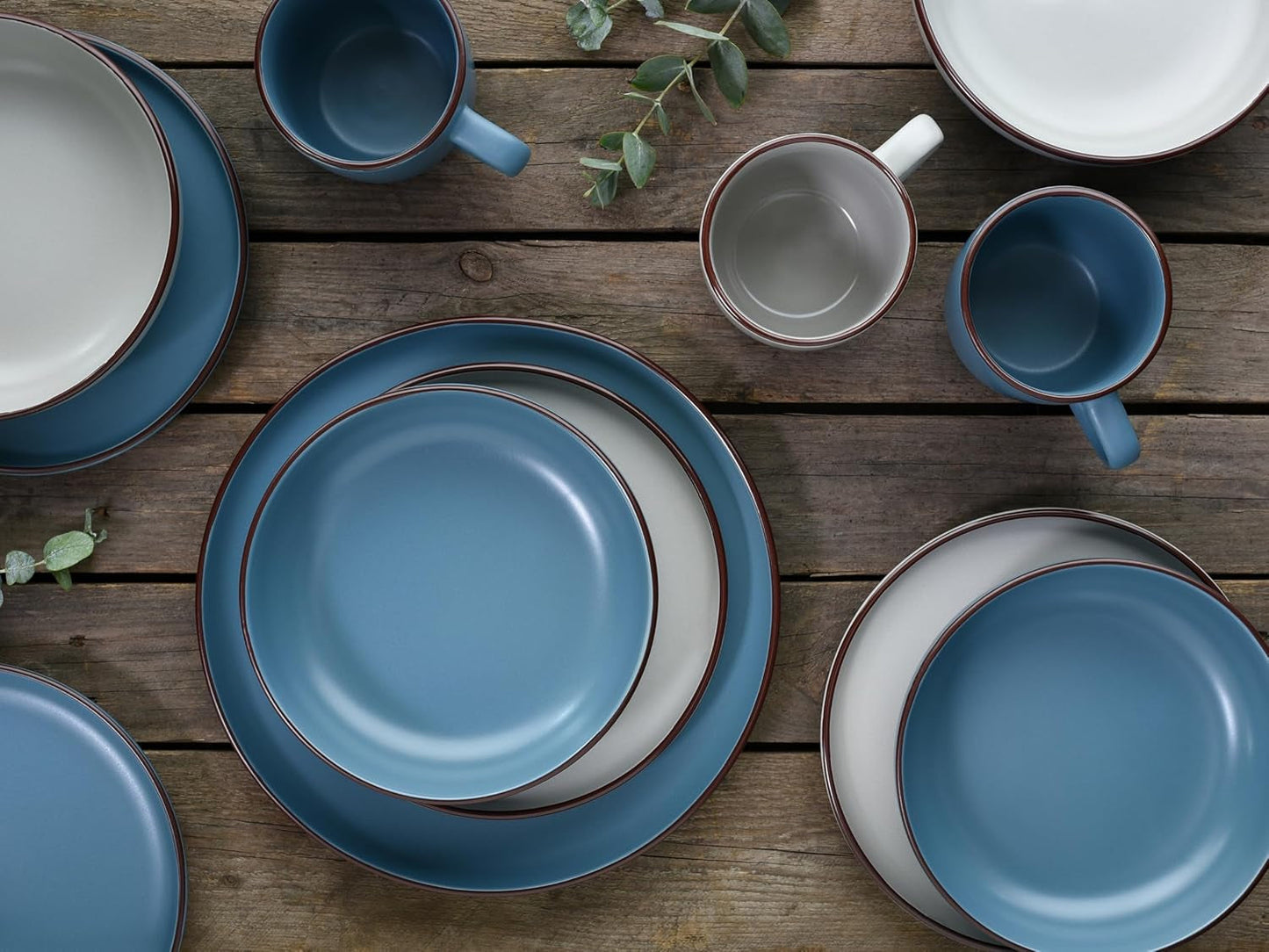 CreaTable, 21016, Modern Scandic Blue-Grey Series, 16-delt servisesæt, Porcelænskombinationsservice, Tåler opvaskemaskine og mikroovn, Kvalitetsfremstilling
