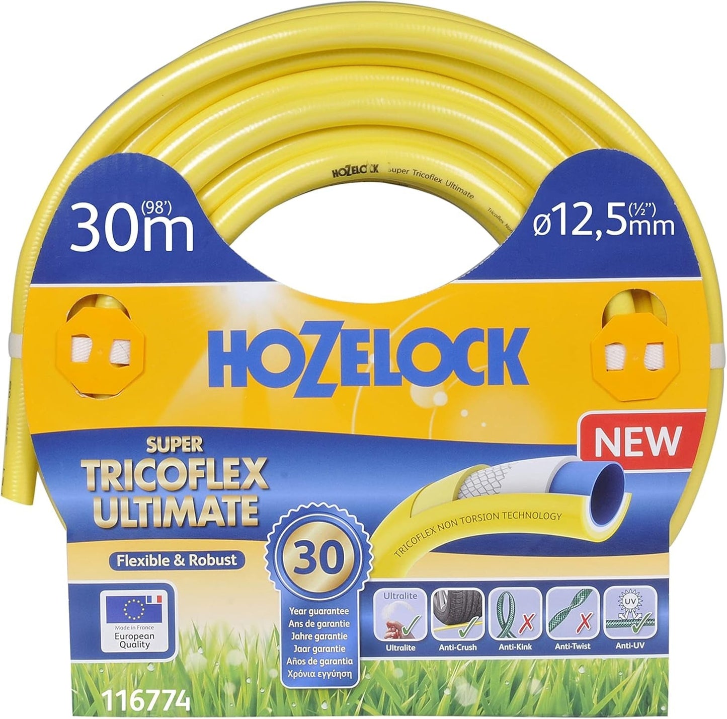 HOZELOCK - Super Tricoflex Ultimate Hose Ø 12,5 mm (1/2") 30 m: let, robust og formstabil haveslange med "TNT Non Torsion" og "Soft&Flex" teknologier, 40 % genanvendt PVC [116774]
