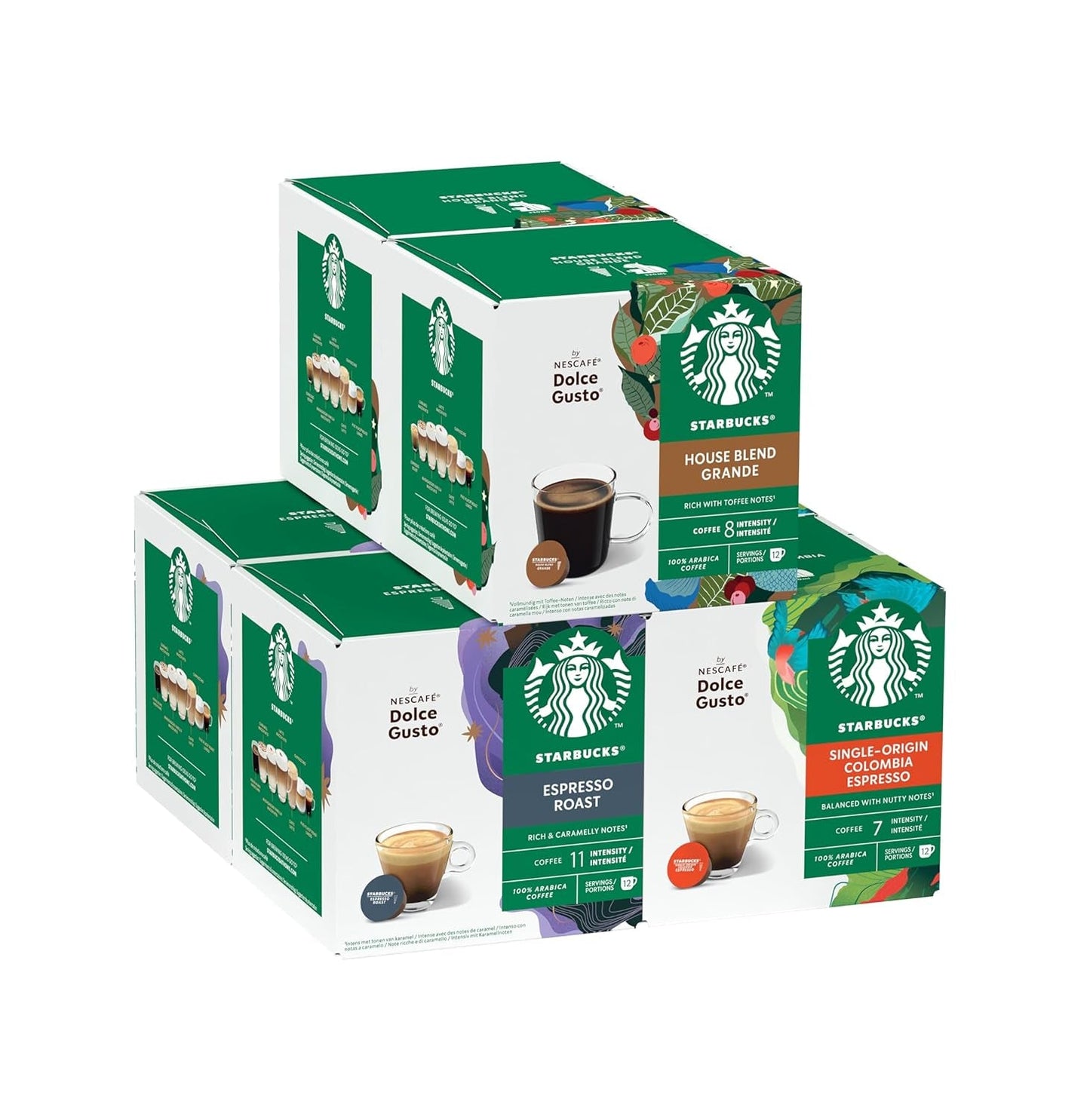 STARBUCKS Probierset, Espresso-Varianten af ​​Nescafé Dolce Gusto Kaffeekapsel 6 x 12 (72 Kapsel) - Exklusiv bei Amazon