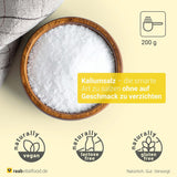 Raab Vitalfood Kalium salt-Mischung, Mineralsalzmischung med 66,7% Natriumchlorid (Kochsalz) og 33% Kaliumchlorid, Kalium trægt zur Aufrechterhaltung eines normalen Blutdruck bei (1 x 200 g dosis)