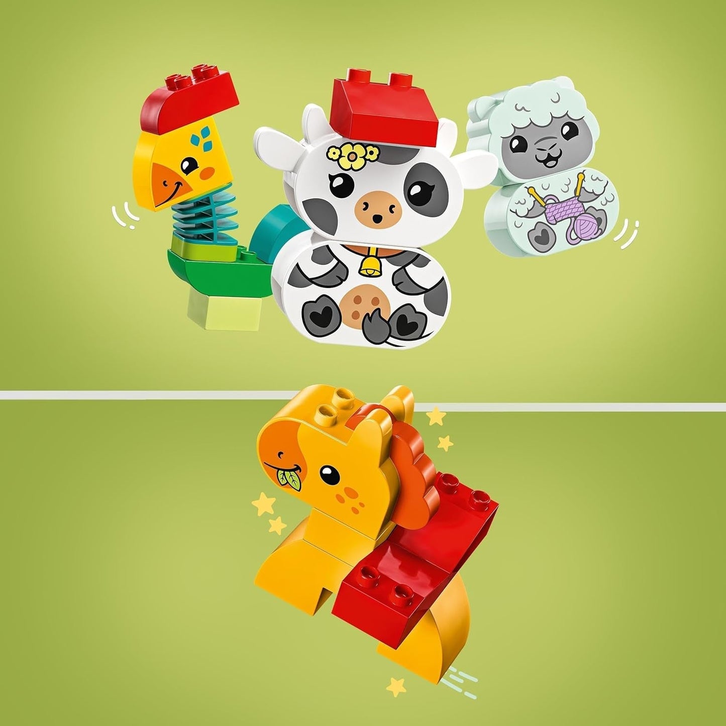 LEGO DUPLO Dyretog, Legetøjstog med hjul, Kreativ bygning og genopbygning af dyrefigurer, Pædagogisk legetøj til småbørn, Fødselsdagsgave til dyreelskere Piger og drenge 1½ år 10412 Byggesæt Besuche den LEGO-Store