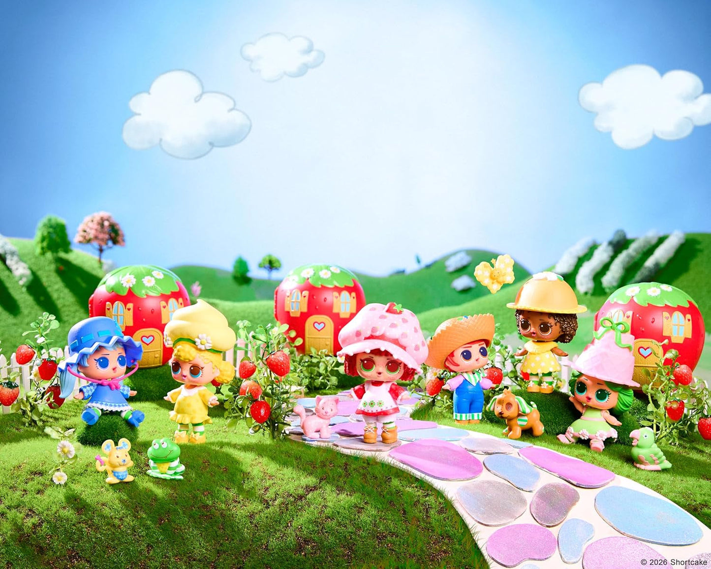 LOL overraskelse! Elsker Strawberry Shortcake Tots - Duftende samlerdukker med 7 overraskelser, kæledyr, mode, sko, hat, legesæt med Strawberry Shortcake Convertible House, i alderen 4+