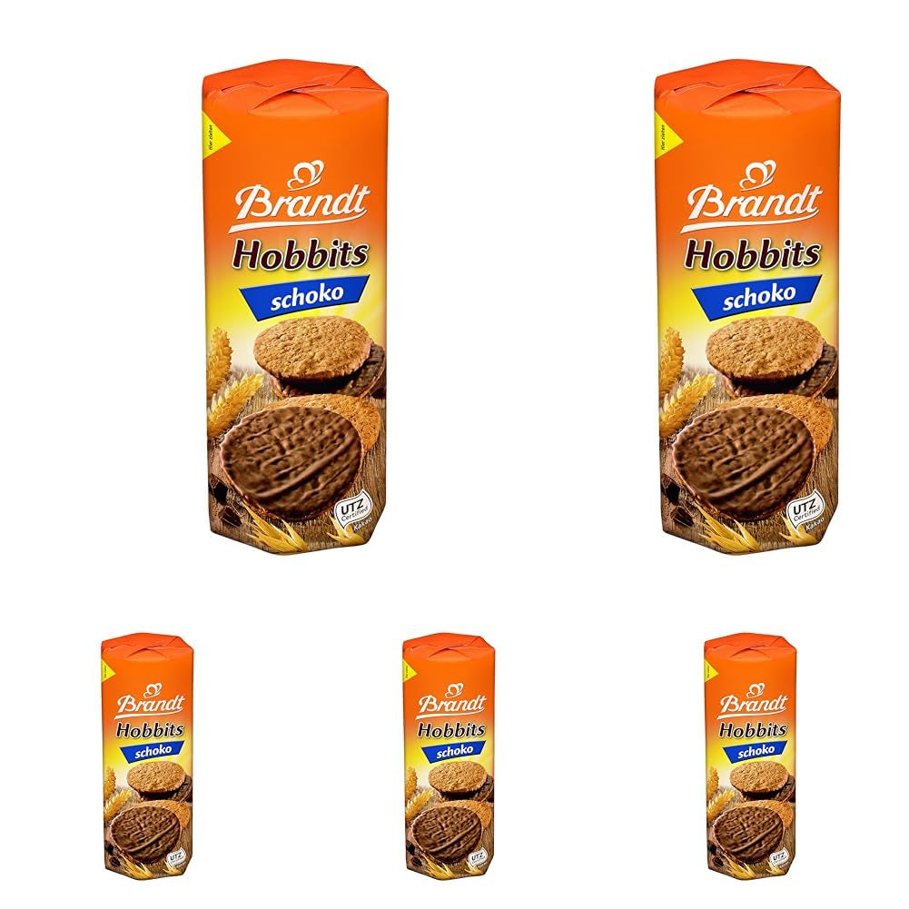 Brandt Hobbits Chokolade 265g Pakke - Sprød Fuldkorns Chokolade Havregrynskiks - Sprød dej til hele familien - i praktisk kikserulle