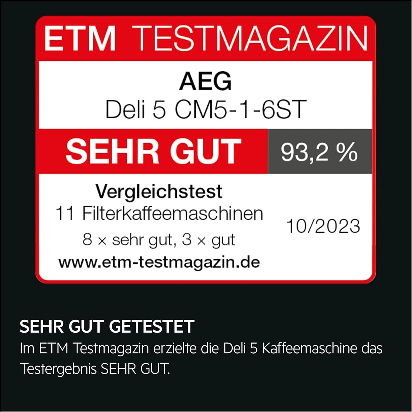AEG Deli 5 espressomaskine, 1,5 l, programmerbar timer, holde varm funktion, sikkerhedsstop, vandstandsindikator, optimal dosering, anti-dryp funktion, rustfrit stål, CM5-1-6ST
