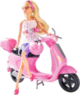 Simba 105730282 - Steffi Love Chic City Scooter, Steffi med Pink Scooter med hjelm og hjelmrum, Modedukke, 29 cm, til børn fra 3 år