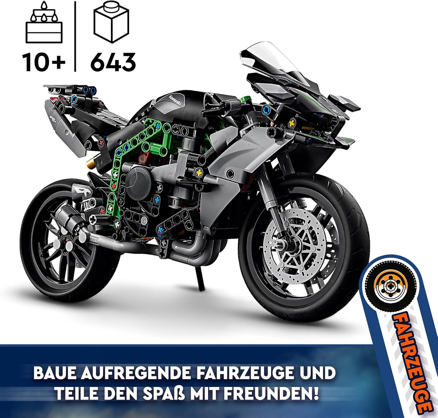 LEGO Technic Kawasaki Ninja H2R Motorcykel, Børn og voksne Fødselsdagsgave, Pynt, Legetøj, Model til drenge og piger fra 10 år+ 42170 Byggesæt Besuche den LEGO-Store
