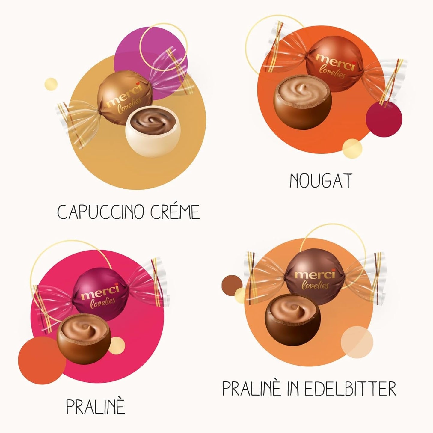 Merci Lovelies Creamy – 185 gram – Pralinblanding med Naty Shop fyldte chokoladespecialiteter