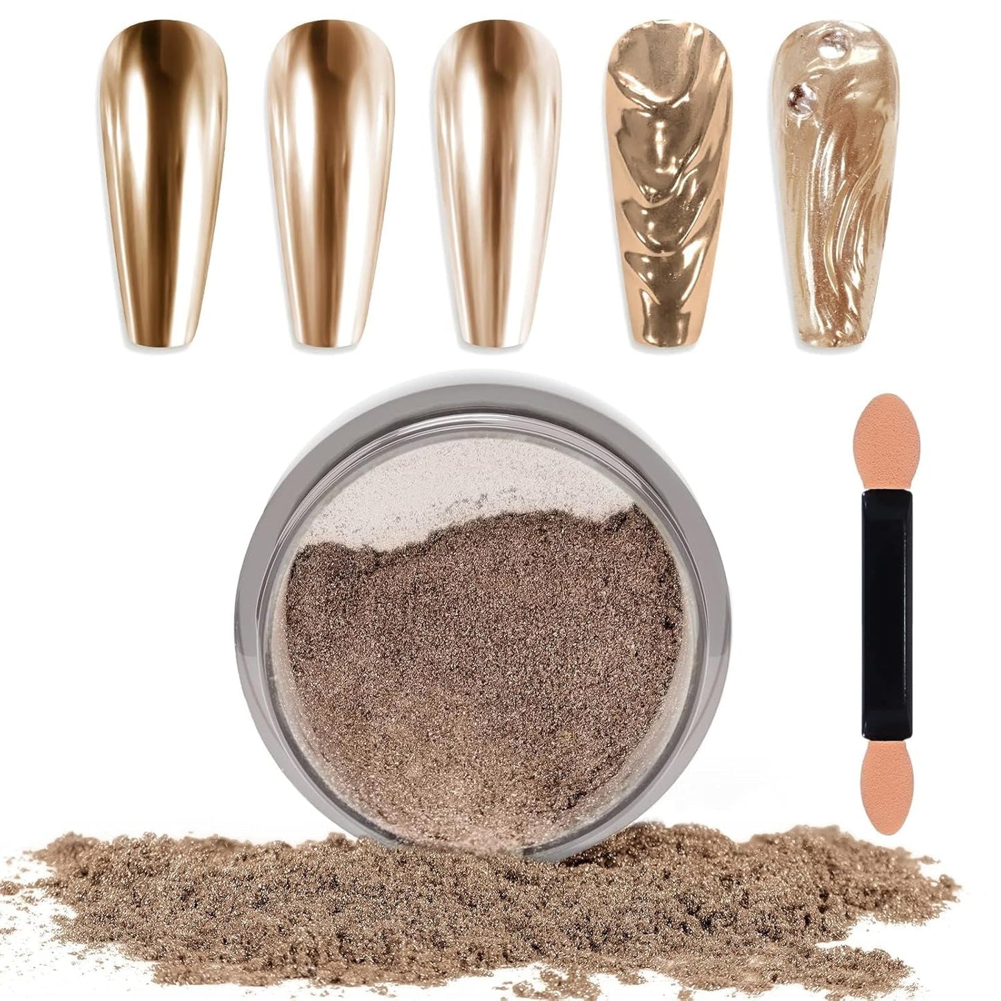 Chrome Nagel Pulver Spiegel Effekt Metallic Staub Holographische Glitter Glasierte Maniküre Dekoration Reflektierendes Pigment Für DIY Gel Polish Nail Art, Harz Handwork, Geschenke Für Gold