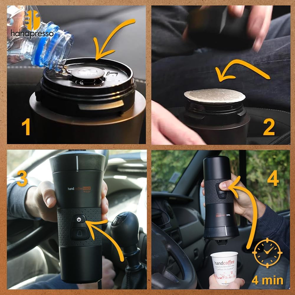 Handpresso - Håndkaffevogn 21010 | Espressomaskine med Senseo kapsler til lastbiler 24V | 24V lastbil espressomaskine, rejsekapsel espressomaskine | 24V lastbil espressomaskine til rejser