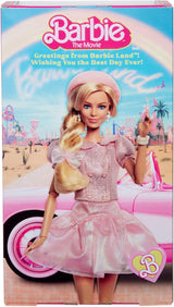Barbie filmen baseret på filmen Margot Robbie som Barbie samlerfigur i pink bluse og tylnederdel med stiliseret frisure og matchende smykker JBJ53