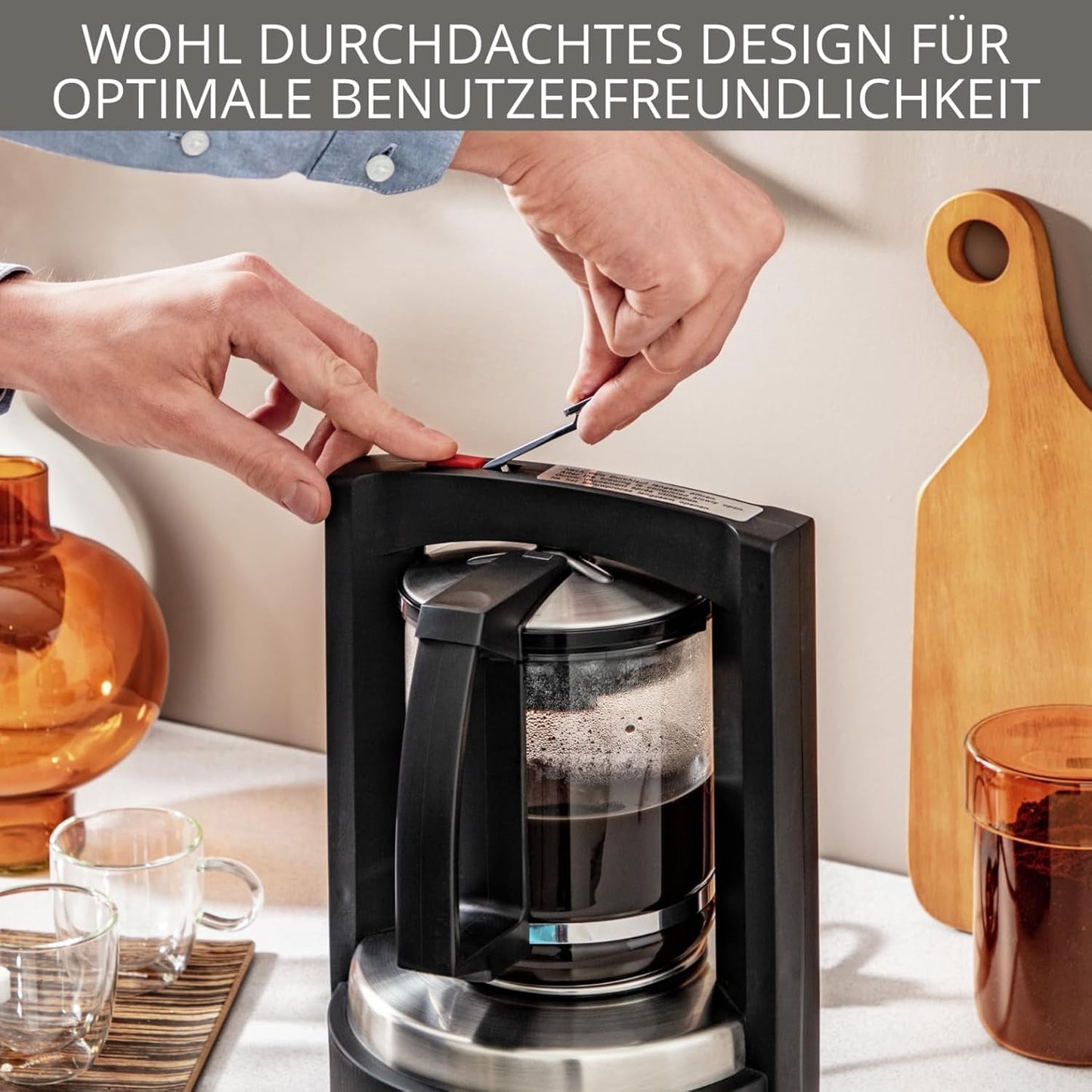 Krups T8 Filter Espressomaskine, 850 Watt, Auto Shut Off, 8-12 kopper, 1 L Kapacitet, Permanent Filter, Oplyst tænd/sluk-knap, Nem at bruge, Sort, KM4689