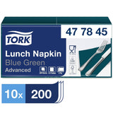 Tork 477840 Lime frokostservietter / 2-lags servietter til små måltider eller snacks / Avanceret kvalitet / 10 X 200 (2000) Papirservietter / 32,6 X 33 cm (L X B) / 1/4 fold