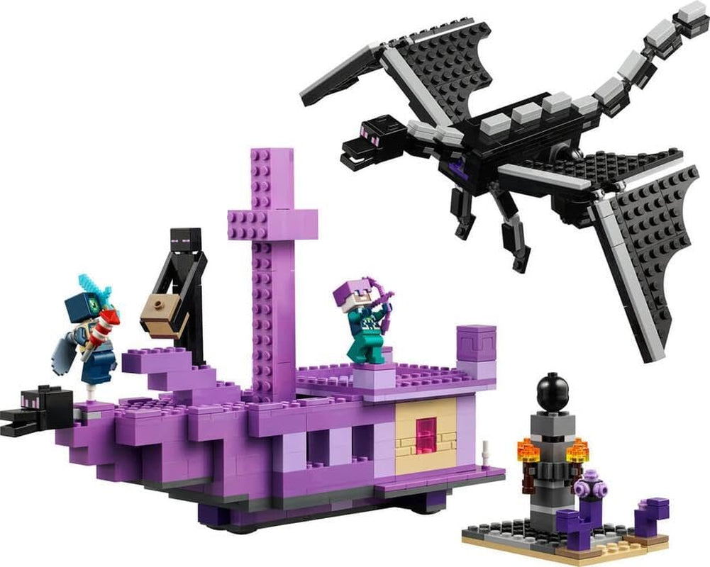 LEGO Minecraft The End Dragon and The End Ship Action-legetøj og opdagelsessæt Videospilbyggesæt Adventuresæt Gave til drenge og piger 8 år 21264 byggesæt Beuche den LEGO-Store