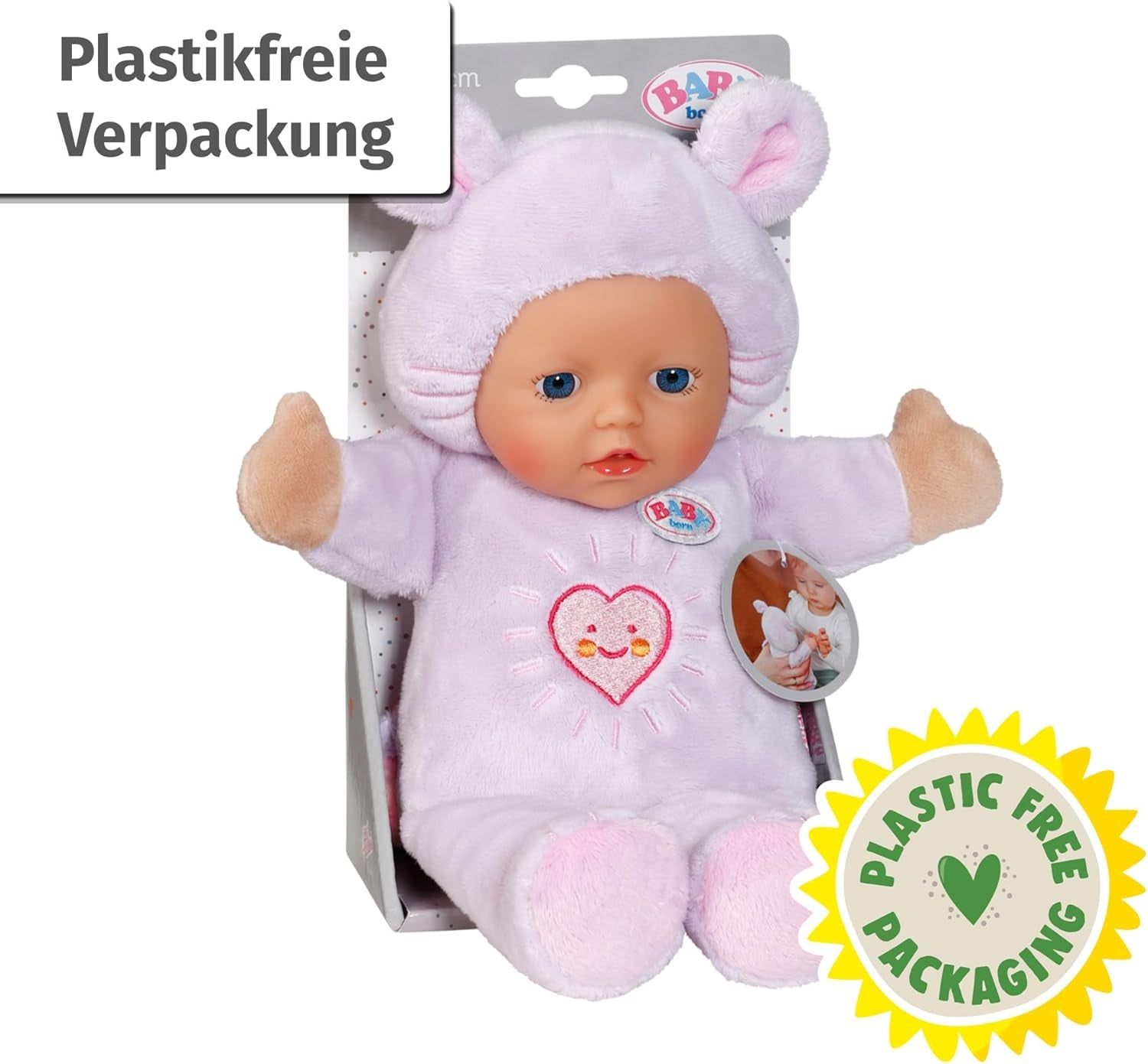 Baby Born for Babies Blød musedukke, 26 cm, med ører og fingerlommer, til nyfødte, 836590 Zapf Creation, Pink