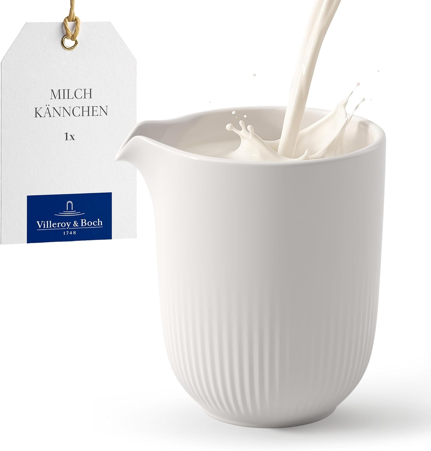 Villeroy & Boch - Afina mælkekrus 170 ml, hvid, tåler opvaskemaskine, tåler mikroovn, mælkekande, kaffetilbehør, keramisk kande, underkop, service, premium porcelæn