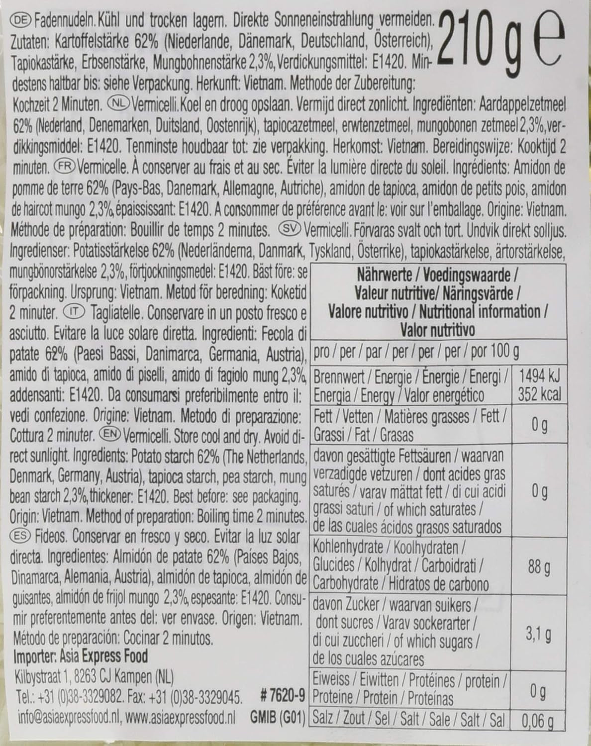 ACECOOK - Vermicelli med bønner GD - (1 X 210 GR)
