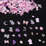 100 stk Sløjfe-nail Charms Y2K 3D-harpiks Camellia Flower Nail Charms Kawaii Rhinestones Negle Art-dekorationer, mønstre, gør-det-selv-håndværkstilbehør (Pink)
