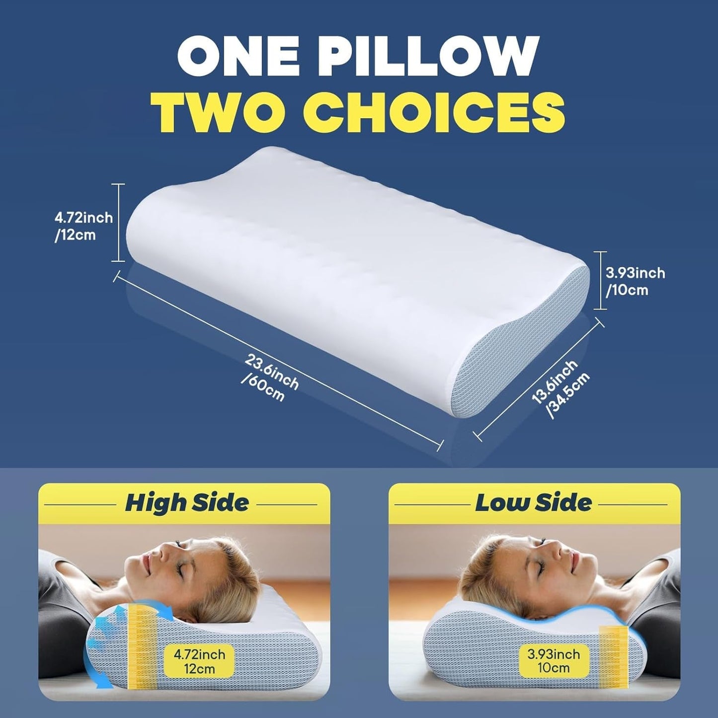 Nakkesmertelindring Kølende Nakkepude Memory Foam Sovepuder Livmoderhalspude til nakke- og skuldersmerter Ergonomisk Sengepude Nakkestøttepude til mave Rygsovende livmoderhals-ortopædiske puder Naty Shop