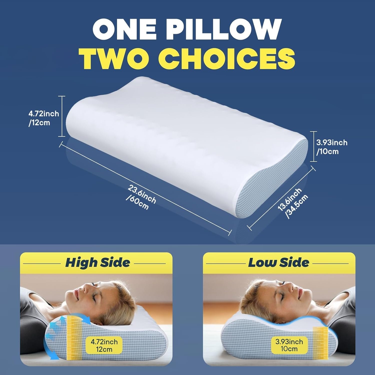 Nakkesmertelindring Kølende Nakkepude Memory Foam Sovepuder Livmoderhalspude til nakke- og skuldersmerter Ergonomisk Sengepude Nakkestøttepude til mave Rygsovende livmoderhals-ortopædiske puder Naty Shop