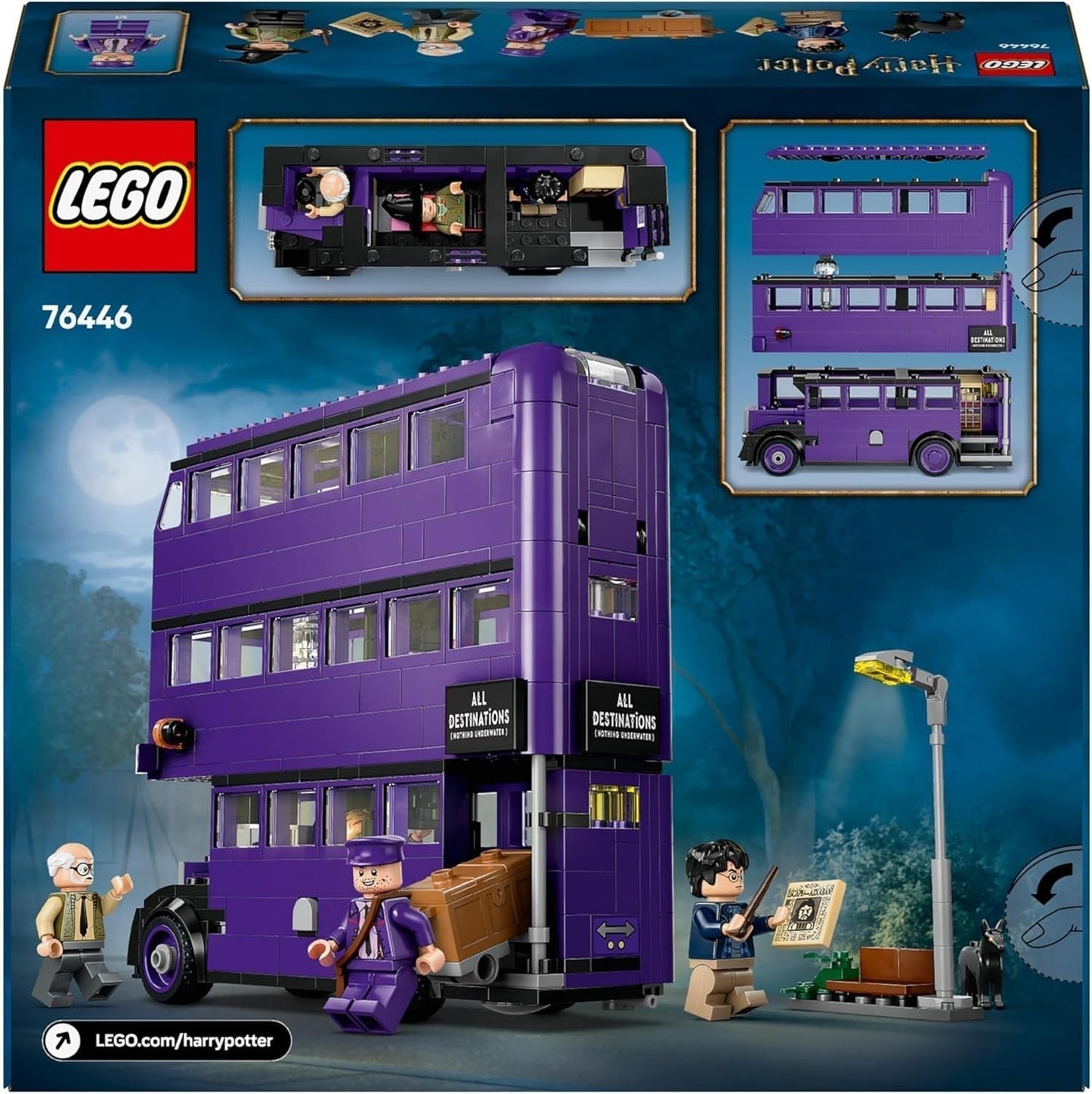 LEGO Harry Potter Adventures With The Travelling Knight Byggesæt 5 minifigurer inklusive Ernie Prang, Stan Shunpike & Padfoot Bus Legetøj til Wizarding World Fans Drenge og piger 8 år 76446 Byggesæt Beuche den LEGO-Store