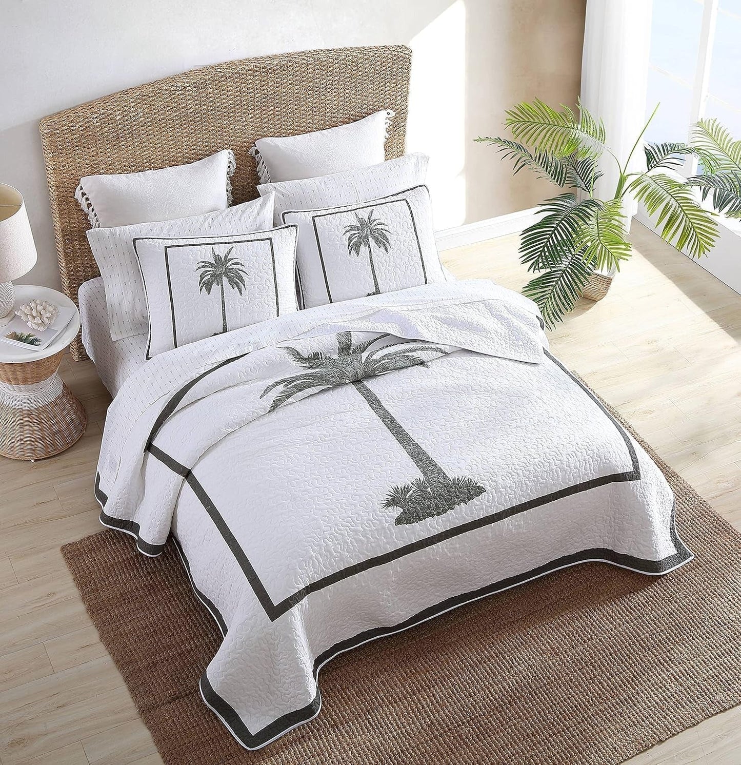 Tommy Bahama Palm Island Collection | Dyne - 100% bomuld, vendbar, blød og åndbar, forvasket for ekstra blødhed, king size seng, grå dyner og dyner Naty Shop