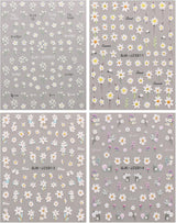 JMEOWIO 3D Nagelsticker Blumen Nail Art Sticker Selbstklebend Nagelaufkleber 5D Stereoskopisk Sommer Frühling Blumen Dekoration Nageldesign Zubehör 4 Blatt