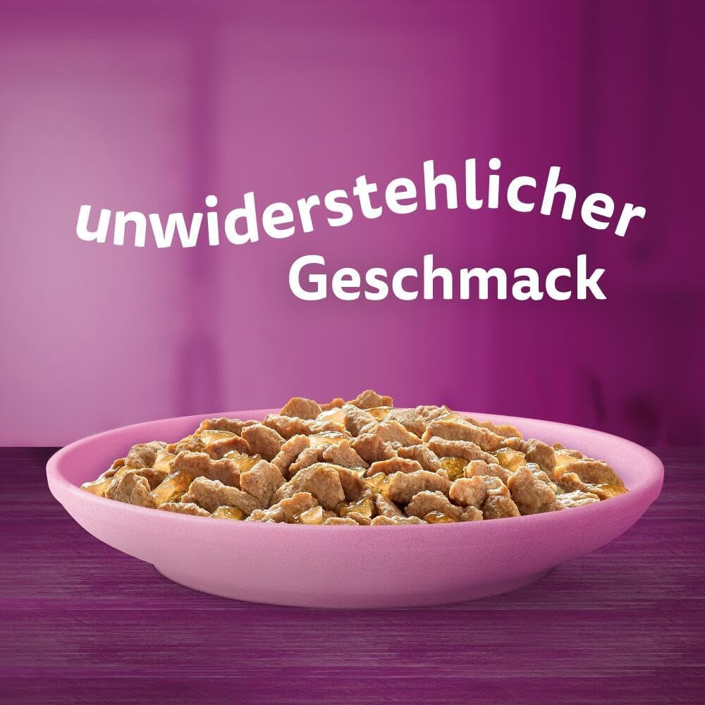 WHISKAS Junior vådfoderposer, multipakke, udvalg af fjerkrækød i gelé, 12 x 85 g