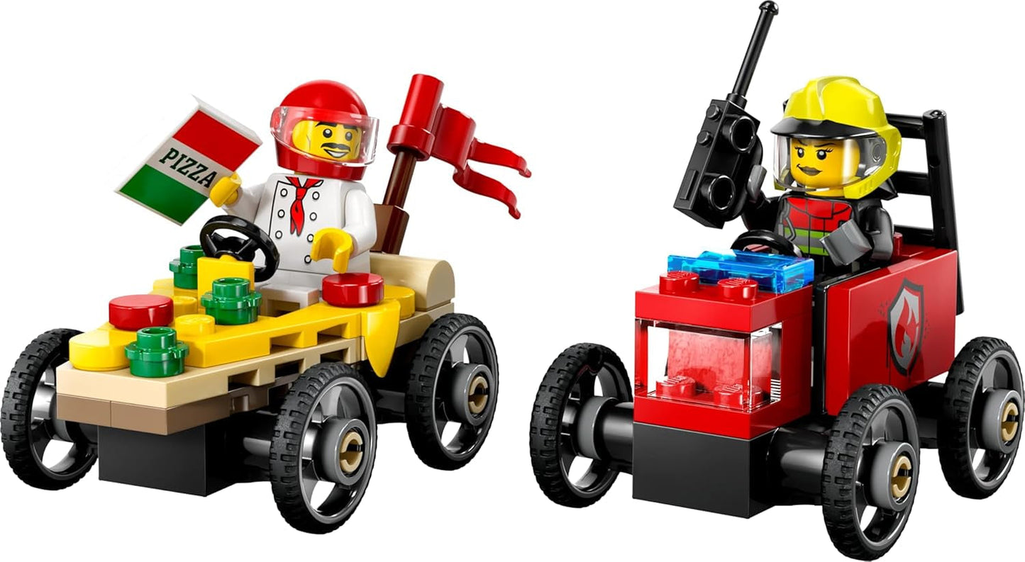 LEGO City Pizza Varevogn Vs. Pizzavogn - Sæbekasselegetøj til piger og drenge fra 5 år - Byggesæt med 2 chaufførminifigurer - Fødselsdags- og feriegave 60458 Byggesæt Besuche den LEGO-Store