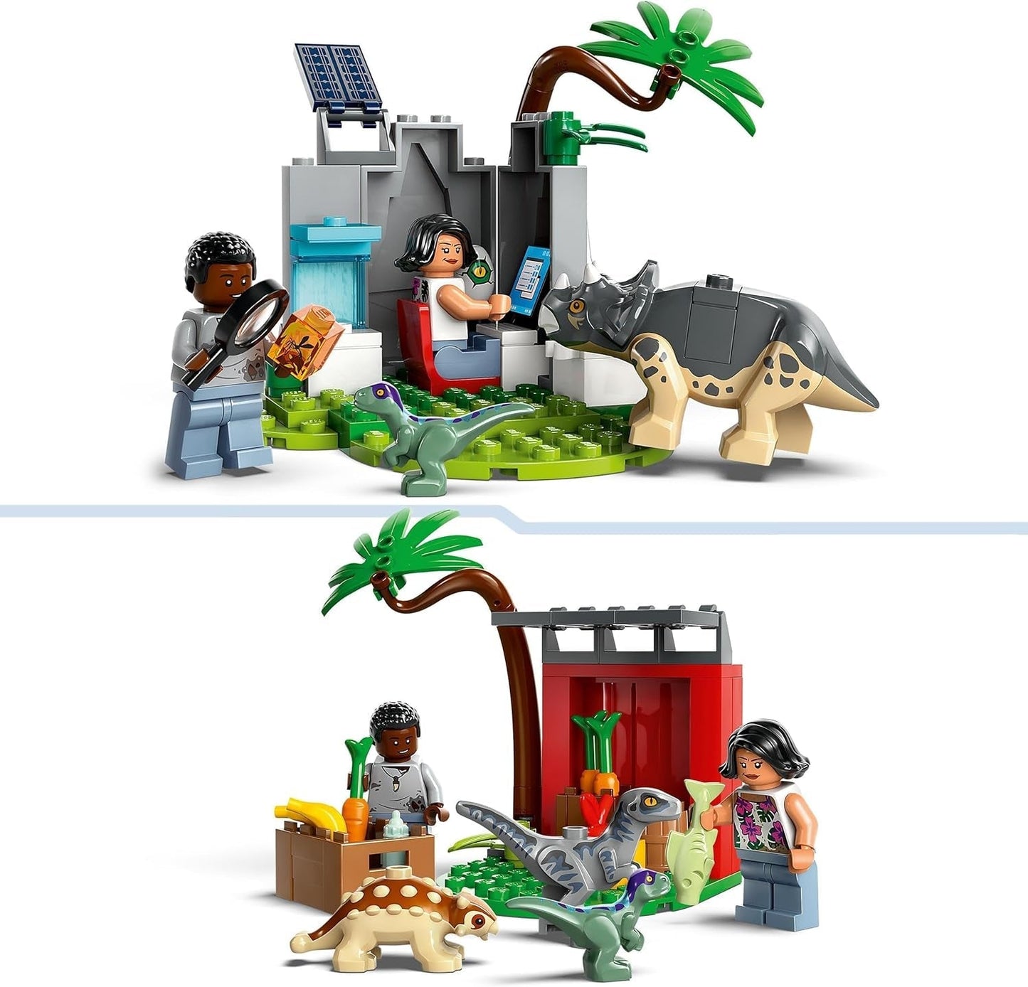 LEGO Jurassic World Rescue Center for Baby Dinosaurer, sæt med små dinosaurfigurer inklusive Triceratops, Ankylosaurus og Velociraptor, byggegave til drenge og piger fra 4 år 76963 Byggesæt Besuche den LEGO-Store