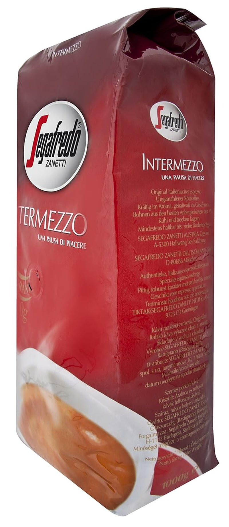 Segafredo Zanetti Intermezzo - hele bønner (1 kg pakke) - Geeignet für alle italienschen Kaffeespezialitäten - Kaffeebohnen mit mitteller Röstung, stark und vollmundig im Gesmack
