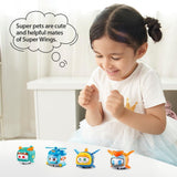 Super Wings Super Pets 4 STK Shine, Golden Boy, Jerome, Ellie Skiftbart ansigtsudtryk Lyneffekt Bærbart legetøj til 3 4 5 6 7 8 år gammel dreng Pige 2 tommer actionfigurer Naty Shop