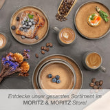 Moritz & Moritz SOLID 24-delt spisestel i stentøj til 6 - porcelænssæt til 6 bestående af 6 tallerkener, 6 små tallerkener, 6 tallerkener og 6 kopper med hanke