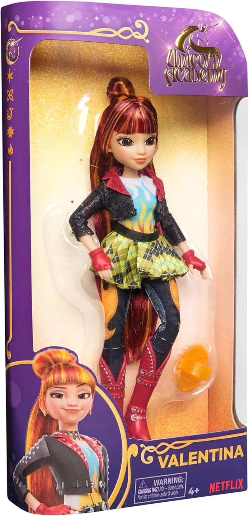 Unicorn Academy Valentina Doll - den originale dukke fra den populære Netflix-serie, er 24 cm høj og har 5 tilbehør til fantasifuldt rollespil, til børn fra 4 år og opefter