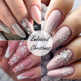 4 Blatt 3D Nagelsticker Weihnachten Nagelaufkleber Christmas 5D Stereoskopisk Selbstklebend Schneeflocke Schneemann Nail Art Sticker Dekoration Nageldesign Zubehör