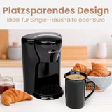 Clatronic® 1-kops kaffemaskine | Perfekt espressomaskine til enlige | Espressomaskine med filter, inklusive keramisk kop | Lille espressomaskine med filter, ideel til rejser | KA 3356