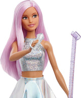 Barbie popstjernedukke klædt i glitrende nederdel med mikrofon og lyserødt hår Gave til 3-7 år gamle børn JCW42 blændende dukker Naty Shop