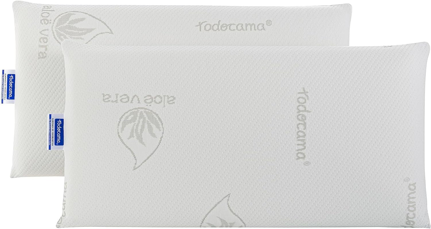 Todocama - Memory pude, aloe vera, 2 stk, 70 cm, hvid Naty Shop standard puder Pakke med 2 enheder - 70 Cm