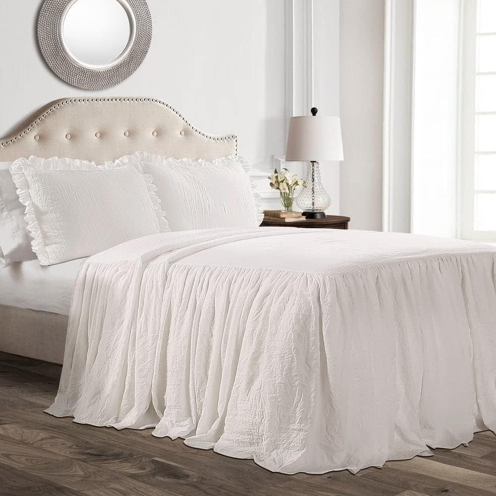 Lush Decor Dynebetræk med flæseskørt, Polyester, Hvid, Dobbeltseng Frodig Decor Hvid enkeltsenge og dyner