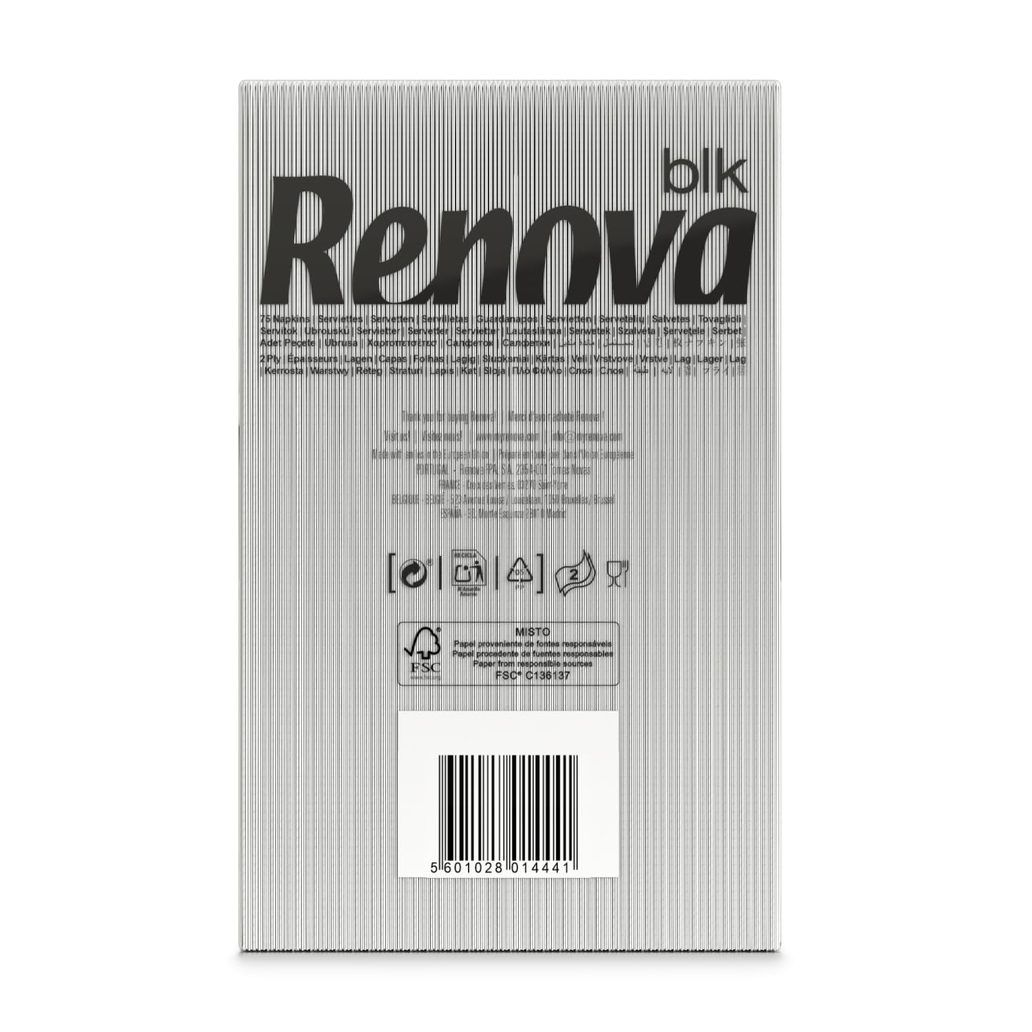Renova store hvide papirservietter, 75 servietter