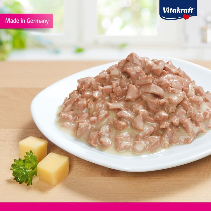 Vitakraft Poésie Création, våd kattefoder, våd kattefoder i sauce, med kalkun i ostesauce, multipak, uden tilsat sukker eller korn (15 x 85g)