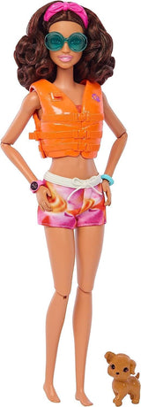 Barbie Surfer Doll med surfbræt og håndtag, håndklæde og radio til strandeventyr og historier, klips og ankelrem til realistisk surfing, fra 3 år og opefter, HPL69 Naty Shop Dolls